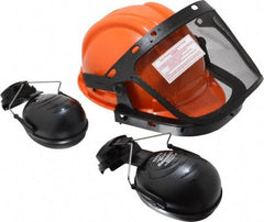 Tasco - Acrylonitrile Butadiene Styrene (ABS) Orange Ratchet Adjustment, Hard Hat & Mesh Screen Set with Muffs - 15-1/2" Wide x 6" High, Uncoated, Smoke Window - Apex Tool & Supply
