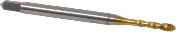 Emuge - #3-56 UNF 2 Flute 2B Bottoming Spiral Flute Tap - Cobalt, TiN Finish, 1.969" OAL, Right Hand Flute, Right Hand Thread, Series Enorm Z - Apex Tool & Supply