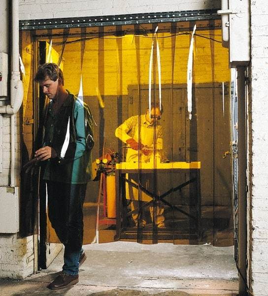 Steiner - 6 Ft. Wide x 6 Ft. High x 0.08 Inch Thick, Vinyl Strip Welding Curtain Kit - Amber with Pipe Mount Clamping Hardware - Apex Tool & Supply