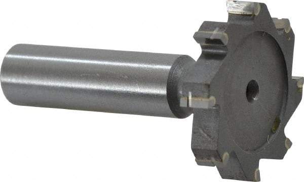 Made in USA - 1-3/8" Diam x 1/4" Face Width, Carbide-Tipped, 8 Teeth, Shank Connection Woodruff Keyseat Cutter - Uncoated, 2-1/4" OAL x 1/2" Shank, Straight Teeth, ANSI 811, Old Standard 22 - Apex Tool & Supply