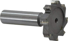 Made in USA - 1-3/8" Diam x 1/4" Face Width, Carbide-Tipped, 8 Teeth, Shank Connection Woodruff Keyseat Cutter - Uncoated, 2-1/4" OAL x 1/2" Shank, Straight Teeth, ANSI 811, Old Standard 22 - Apex Tool & Supply
