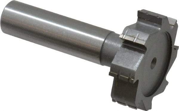 Made in USA - 1-3/8" Diam x 3/8" Face Width, Carbide-Tipped, 8 Teeth, Shank Connection Woodruff Keyseat Cutter - Uncoated, 2-3/8" OAL x 1/2" Shank, Straight Teeth, ANSI 1211, Old Standard F - Apex Tool & Supply