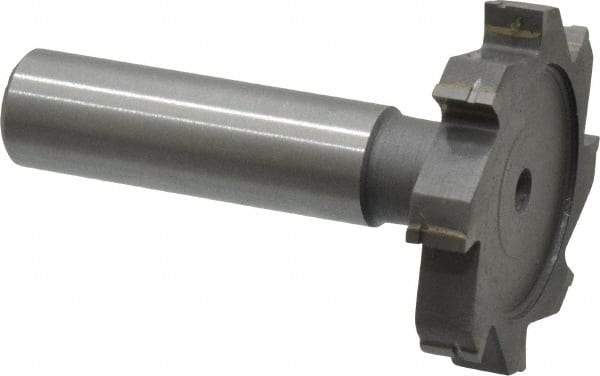 Made in USA - 1-1/2" Diam x 1/4" Face Width, Carbide-Tipped, 8 Teeth, Shank Connection Woodruff Keyseat Cutter - Uncoated, 2-1/4" OAL x 1/2" Shank, Straight Teeth, ANSI 812, Old Standard 24 - Apex Tool & Supply