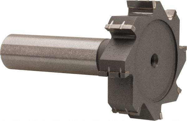 Made in USA - 1-1/2" Diam x 3/8" Face Width, Carbide-Tipped, 8 Teeth, Shank Connection Woodruff Keyseat Cutter - Uncoated, 2-3/8" OAL x 1/2" Shank, Straight Teeth, ANSI 1212, Old Standard G - Apex Tool & Supply