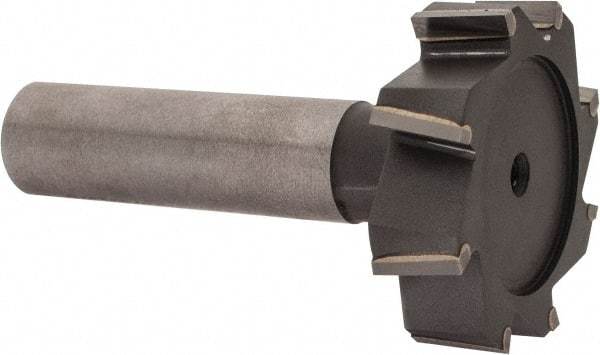 Made in USA - 1-3/8" Diam x 3/8" Face Width, Carbide-Tipped, 8 Teeth, Shank Connection Woodruff Keyseat Cutter - Uncoated, 2-3/8" OAL x 1/2" Shank, Staggered Teeth, ANSI 1211, Old Standard F - Apex Tool & Supply