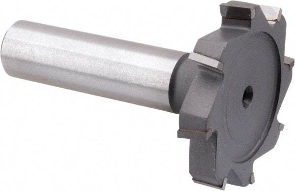 Made in USA - 1-1/2" Diam x 1/4" Face Width, Carbide-Tipped, 8 Teeth, Shank Connection Woodruff Keyseat Cutter - Uncoated, 2-1/4" OAL x 1/2" Shank, Staggered Teeth, ANSI 812, Old Standard 24 - Apex Tool & Supply