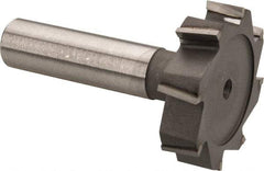 Made in USA - 1-1/2" Diam x 3/8" Face Width, Carbide-Tipped, 8 Teeth, Shank Connection Woodruff Keyseat Cutter - Uncoated, 2-3/8" OAL x 1/2" Shank, Staggered Teeth, ANSI 1212, Old Standard G - Apex Tool & Supply