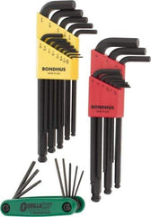 Bondhus - 30 Piece Hex Key Set - Hex Range 0.05 to 3/8", Protanium - Apex Tool & Supply