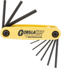 Bondhus - 9 Piece Fold-Up Hex Key Set - Hex Range 0.05 to 3/16" - Apex Tool & Supply