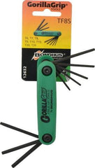 Bondhus - 8 Piece T6 to T25 Fold-Up Torx/Hex Combo Key Set - T6, T7, T8, T9, T10, T15, T20, T25 Torx Size - Apex Tool & Supply