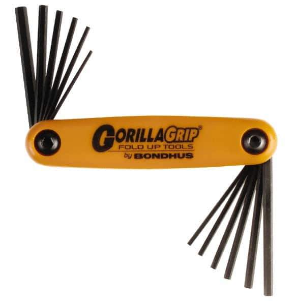 Bondhus - 12 Piece Fold-Up Hex Key Set - Hex Range 5/64 to 5/32" - Apex Tool & Supply