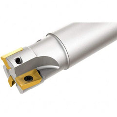 Iscar - 1-1/8" Cut Diam, 0.394" Max Depth of Cut, 1" Shank Diam, 3-3/4" OAL, Indexable Square Shoulder End Mill - Weldon Shank, 90° Lead Angle, Through Coolant, Series Heli2000 - Apex Tool & Supply