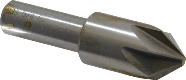 Interstate - 3/4" Head Diam, 1/2" Shank Diam, 6 Flute 82° High Speed Steel Countersink - Apex Tool & Supply