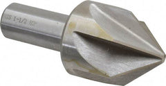Interstate - 1-1/2" Head Diam, 3/4" Shank Diam, 6 Flute 82° High Speed Steel Countersink - Bright Finish, 3-1/2" OAL, Single End, Straight Shank, Right Hand Cut - Apex Tool & Supply