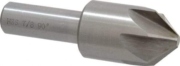 Interstate - 7/8" Head Diam, 1/2" Shank Diam, 6 Flute 90° High Speed Steel Countersink - Bright Finish, 2-3/4" OAL, Single End, Straight Shank, Right Hand Cut - Apex Tool & Supply