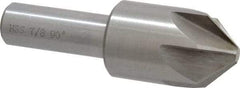 Interstate - 7/8" Head Diam, 1/2" Shank Diam, 6 Flute 90° High Speed Steel Countersink - Bright Finish, 2-3/4" OAL, Single End, Straight Shank, Right Hand Cut - Apex Tool & Supply