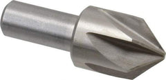 Interstate - 1-1/4" Head Diam, 3/4" Shank Diam, 6 Flute 90° High Speed Steel Countersink - Bright Finish, 3-3/8" OAL, Single End, Straight Shank, Right Hand Cut - Apex Tool & Supply
