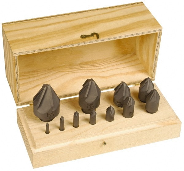 Hertel - 10 Piece, 1/4 to 1-1/2" Head Diam, 82° Included Angle, Countersink Set - Apex Tool & Supply