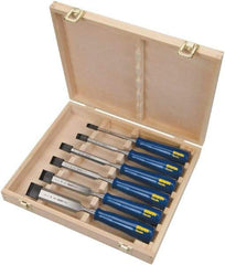 Irwin - 6 Piece Wood Chisel Set - 10-3/4" OAL, Sizes Included 1/4 to 1-1/4" - Apex Tool & Supply