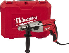 Milwaukee Tool - 120 Volt 1/2" Keyed Chuck Electric Hammer Drill - 0 to 20,000 & 0 to 40,000 BPM, 0 to 1,350 & 0 to 2,500 RPM, Reversible - Apex Tool & Supply