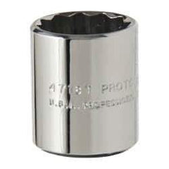 Proto - 9/16", 1/4" Drive, Standard Hand Socket - 12 Points, 7/8" OAL, Alloy Steel, Chrome Finish - Apex Tool & Supply