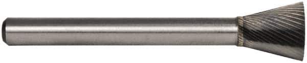 M.A. Ford - 6mm Cut Diam, 6mm Shank Diam, Inverted Cone Head Single Cut Burr - Carbide, Flat End, 8mm LOC, 50mm OAL - Apex Tool & Supply