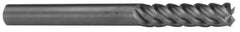 Accupro - 1", 5 Flute, Single End, Solid Carbide, 0.09" Corner Radius End Mill - 6" OAL, 45° Helix, Right Hand Flute, 3-1/4" LOC, Right Hand Cut - Apex Tool & Supply