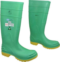 Dunlop Protective Footwear - Men's Size 7 Medium Width Steel Knee Boot - Green, PVC Upper, 16" High, Chemical Resistant, Dielectric, Non-Slip - Apex Tool & Supply