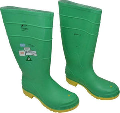 Dunlop Protective Footwear - Men's Size 8 Medium Width Steel Knee Boot - Green, PVC Upper, 16" High, Chemical Resistant, Dielectric, Non-Slip - Apex Tool & Supply
