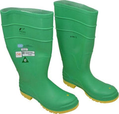 Dunlop Protective Footwear - Men's Size 9 Medium Width Steel Knee Boot - Green, PVC Upper, 16" High, Chemical Resistant, Dielectric, Non-Slip - Apex Tool & Supply