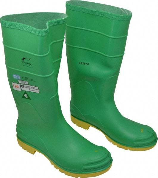 Dunlop Protective Footwear - Men's Size 11 Medium Width Steel Knee Boot - Green, PVC Upper, 16" High, Chemical Resistant, Dielectric, Non-Slip - Apex Tool & Supply
