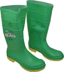 Dunlop Protective Footwear - Men's Size 11 Medium Width Steel Knee Boot - Green, PVC Upper, 16" High, Chemical Resistant, Dielectric, Non-Slip - Apex Tool & Supply