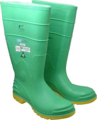 Dunlop Protective Footwear - Men's Size 12 Medium Width Steel Knee Boot - Green, PVC Upper, 16" High, Chemical Resistant, Dielectric, Non-Slip - Apex Tool & Supply