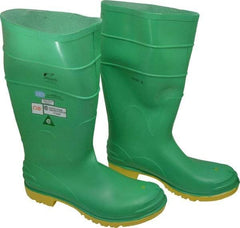 Dunlop Protective Footwear - Men's Size 14 Medium Width Steel Knee Boot - Green, PVC Upper, 16" High, Chemical Resistant, Dielectric, Non-Slip - Apex Tool & Supply