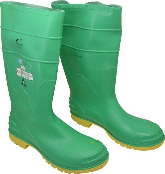 Dunlop Protective Footwear - Men's Size 15 Medium Width Steel Knee Boot - Green, PVC Upper, 16" High, Chemical Resistant, Dielectric, Non-Slip - Apex Tool & Supply
