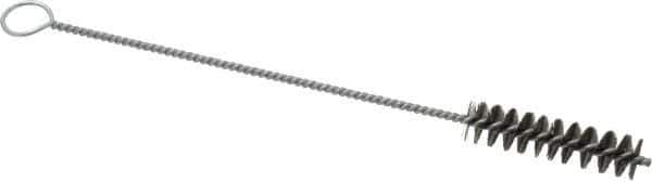 PRO-SOURCE - 2" Long x 1/2" Diam Steel Twisted Wire Bristle Brush - Single Spiral, 8" OAL, 0.006" Wire Diam, 0.11" Shank Diam - Apex Tool & Supply