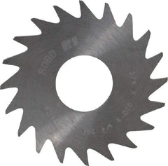 RobbJack - 3/4" Diam x 0.02" Blade Thickness x 1/4" Arbor Hole Diam, 20 Tooth Slitting and Slotting Saw - Arbor Connection, Right Hand, Uncoated, Solid Carbide, Concave Ground - Apex Tool & Supply