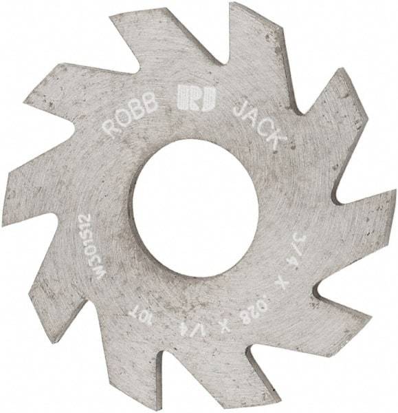 RobbJack - 3/4" Diam x 0.028" Blade Thickness x 1/4" Arbor Hole Diam, 10 Tooth Slitting and Slotting Saw - Arbor Connection, Right Hand, Uncoated, Solid Carbide, Concave Ground - Apex Tool & Supply