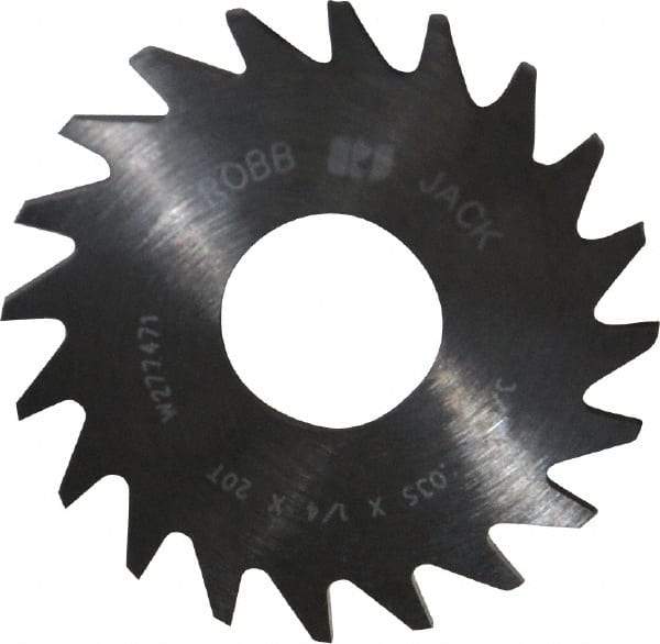 RobbJack - 3/4" Diam x 0.035" Blade Thickness x 1/4" Arbor Hole Diam, 20 Tooth Slitting and Slotting Saw - Arbor Connection, Right Hand, Uncoated, Solid Carbide, Concave Ground - Apex Tool & Supply