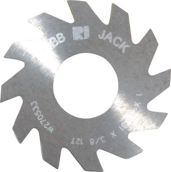 RobbJack - 1" Diam x 0.0781" Blade Thickness x 3/8" Arbor Hole Diam, 12 Tooth Slitting and Slotting Saw - Arbor Connection, Right Hand, Uncoated, Solid Carbide, Concave Ground - Apex Tool & Supply