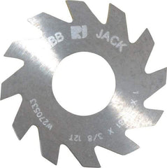 RobbJack - 1" Diam x 0.0781" Blade Thickness x 3/8" Arbor Hole Diam, 12 Tooth Slitting and Slotting Saw - Arbor Connection, Right Hand, Uncoated, Solid Carbide, Concave Ground - Apex Tool & Supply