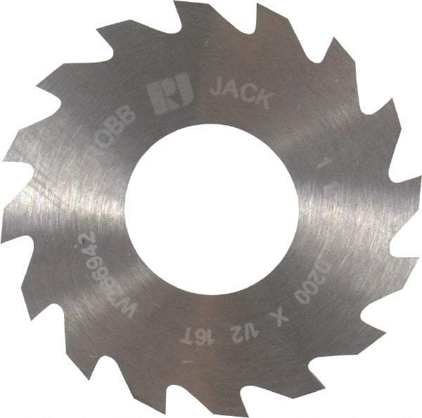RobbJack - 1-1/4" Diam x 0.02" Blade Thickness x 1/2" Arbor Hole Diam, 16 Tooth Slitting and Slotting Saw - Arbor Connection, Right Hand, Uncoated, Solid Carbide, Concave Ground - Apex Tool & Supply