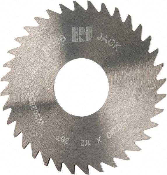 RobbJack - 1-1/2" Diam x 0.028" Blade Thickness x 1/2" Arbor Hole Diam, 36 Tooth Slitting and Slotting Saw - Arbor Connection, Right Hand, Uncoated, Solid Carbide, Concave Ground - Apex Tool & Supply