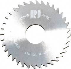 RobbJack - 1-3/4" Diam x 0.0937" Blade Thickness x 1/2" Arbor Hole Diam, 36 Tooth Slitting and Slotting Saw - Arbor Connection, Right Hand, Uncoated, Solid Carbide, Concave Ground - Apex Tool & Supply