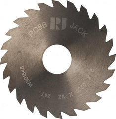 RobbJack - 2" Diam x 0.02" Blade Thickness x 1/2" Arbor Hole Diam, 24 Tooth Slitting and Slotting Saw - Arbor Connection, Right Hand, Uncoated, Solid Carbide, Concave Ground - Apex Tool & Supply