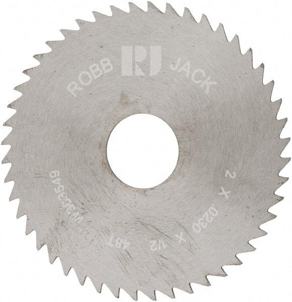 RobbJack - 2" Diam x 0.023" Blade Thickness x 1/2" Arbor Hole Diam, 48 Tooth Slitting and Slotting Saw - Arbor Connection, Right Hand, Uncoated, Solid Carbide, Concave Ground - Apex Tool & Supply