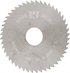 RobbJack - 2" Diam x 0.023" Blade Thickness x 1/2" Arbor Hole Diam, 48 Tooth Slitting and Slotting Saw - Arbor Connection, Right Hand, Uncoated, Solid Carbide, Concave Ground - Apex Tool & Supply