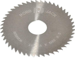 RobbJack - 2" Diam x 0.0312" Blade Thickness x 1/2" Arbor Hole Diam, 48 Tooth Slitting and Slotting Saw - Arbor Connection, Right Hand, Uncoated, Solid Carbide, Concave Ground - Apex Tool & Supply