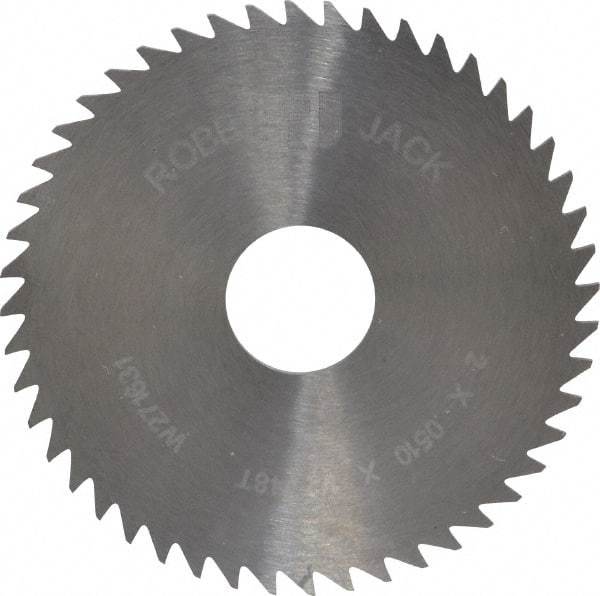 RobbJack - 2" Diam x 0.051" Blade Thickness x 1/2" Arbor Hole Diam, 48 Tooth Slitting and Slotting Saw - Arbor Connection, Right Hand, Uncoated, Solid Carbide, Concave Ground - Apex Tool & Supply