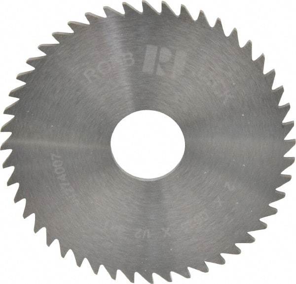RobbJack - 2" Diam x 1/16" Blade Thickness x 1/2" Arbor Hole Diam, 48 Tooth Slitting and Slotting Saw - Arbor Connection, Right Hand, Uncoated, Solid Carbide, Concave Ground - Apex Tool & Supply